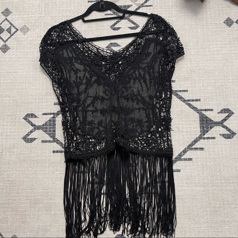 Lace Fringe Black M/L size Cute